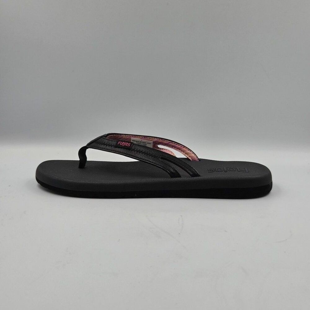 Flojos Womens 7 Black Thong Flip Flop Sandals Lightweight Comfort Beach Casual
